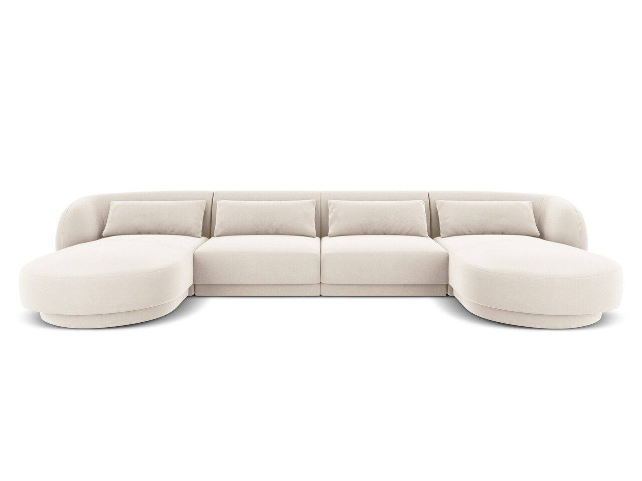 Coltar panoramic 5 locuri, Tulum, Cosmopolitan Design, 330x156x70 cm, catifea, bej deschis - imagine 6